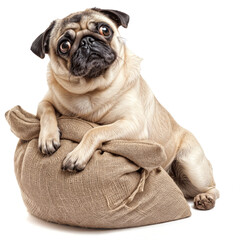 pug dog with food packet PNG transparent 