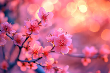 Beautiful cherry blossom. Flowers with delicate pink petals