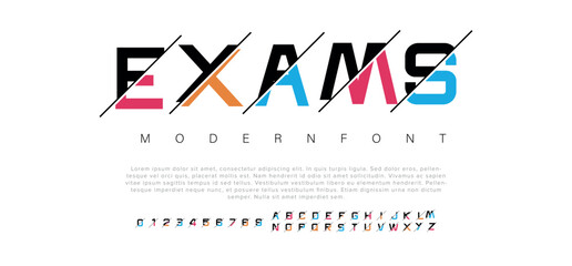 Exams Colourful modern stylish capital alphabet letter logo design
