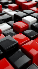 An image showing red, black, and white blocks.