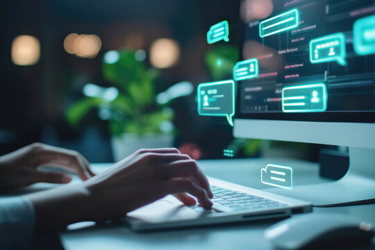 Online communication concept. Online communication with customers, customer service