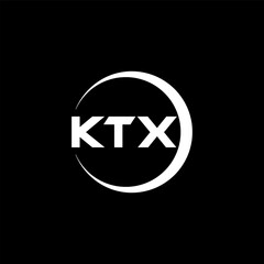 KTX letter logo design with black background in illustrator, cube logo, vector logo, modern alphabet font overlap style. calligraphy designs for logo, Poster, Invitation, etc.