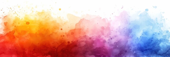 Abstract watercolor banner featuring vibrant, rainbow hues with a blurred effect, creating a dreamy and ethereal atmosphere. Colorful artistic expression - obrazy, fototapety, plakaty