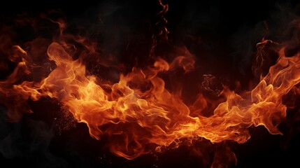 Inferno Unleashed: Vivid Flames and Smoke on a Stark Black Background