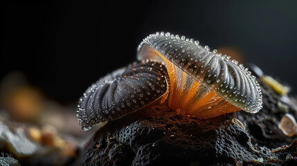 Beautiful art of a macro of part of a Lithops gracilidelineata (living stones) with a dark background