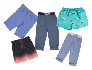 Set of clothes cut out isolated white background with clipping path