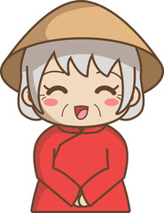 Obraz premium Asian old woman with a welcoming expression