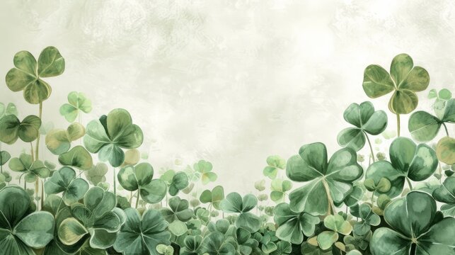 Watercolor green clover on a white background. St patrick's day celebration concept in Ireland	
