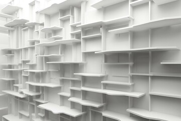 3d white shelves for exhibit