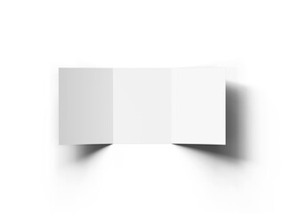 Blank Tri-fold US letter size 8'5x11 inc brochure 3d render on transparent background