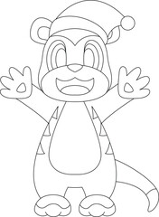 Meerkat Christmas Santa hat Animal Vector Graphic Art Illustration