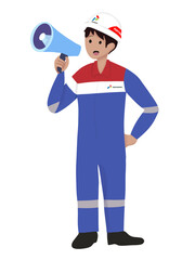 Man in Megaphone|Safety Icon|Pt Pertamina Official Wearpack
