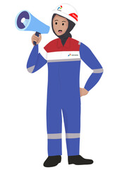 Woman Hijab in Megaphone|Safety Icon|PT Pertamina Indonesia Official Wearpack