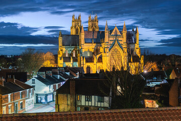 Night time view of ancient minster. Beverley, UK. © Daniel