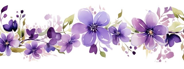 Elegant Purple Floral Arrangement Design Against a White Background