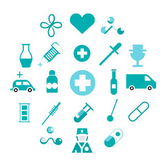 vector medical items icons