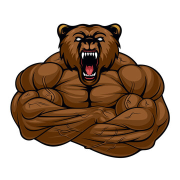 strong bear mascot vector art illustration muscle bear design