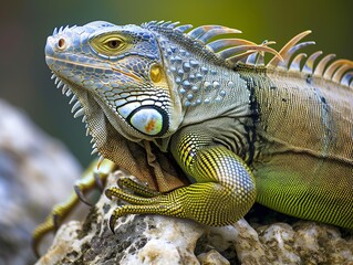 Fototapeta premium First photo of iguana on stone.