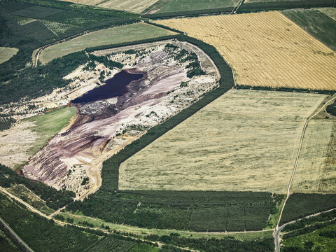 Aerial landscapes of forests and fields. Drebkau, Germany