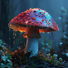 Colorful magical mushroom  - obrazy, fototapety, plakaty
