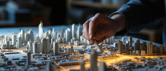 An architect crafts a miniature cityscape, a testament to meticulous planning and design