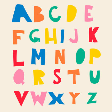 Colorful letters of the alphabet. Funky retro alphabet in vector.