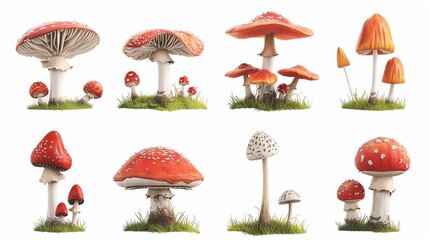 Set of Mushroom - obrazy, fototapety, plakaty