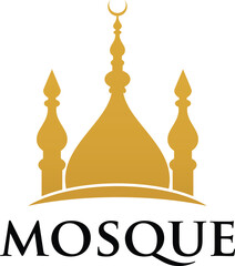 golden dome Masjid mosque minaret logo design