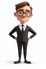 Businessman cartoon asia character 3d vector icon 