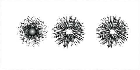 Collection of halftone circle vector illustration in realistic style