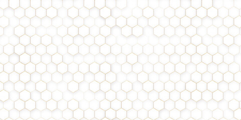 Vector of abstract white mosaic hexagon background. simple geometric background with hexagonal cell texture, honeycomb grid seamless pattern, vector illustration