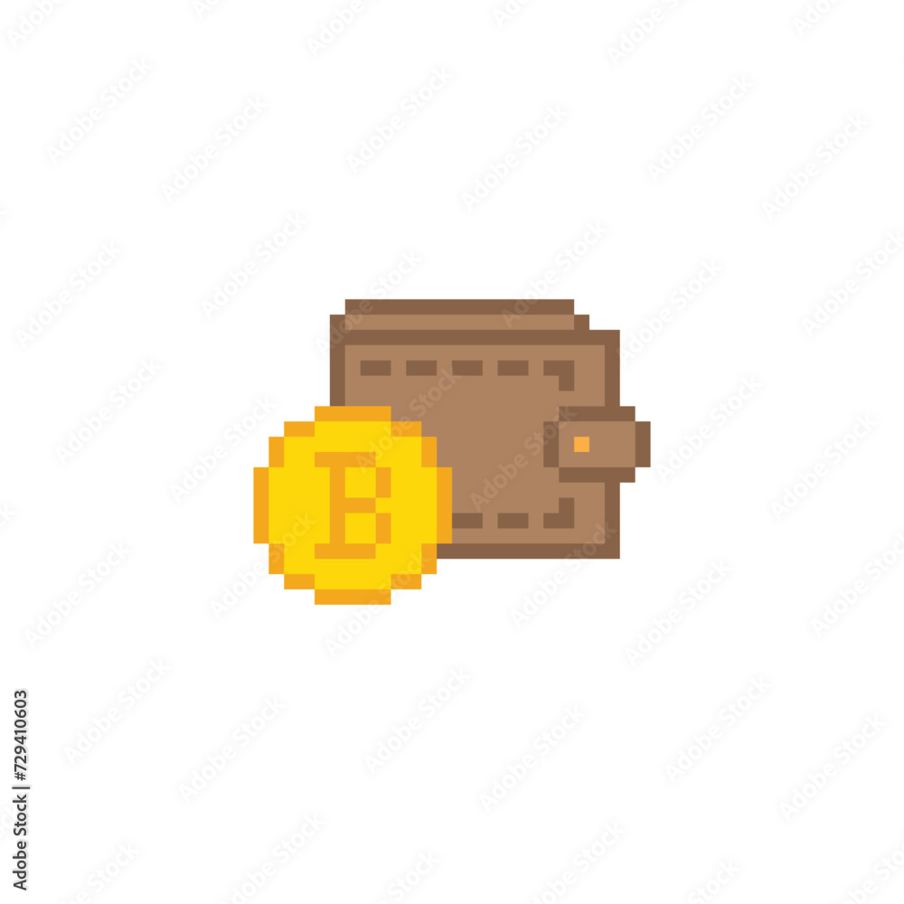 Aufkleber pixel art bitcoin vector icon golden coin pixel element for 8 bit game