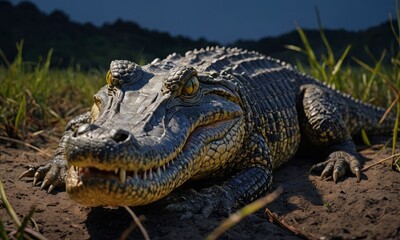 Obraz premium Wildlife Emissary: African Crocodile's Natural Habitat Chronicles