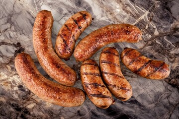 Juicy fried tasty sausages dish