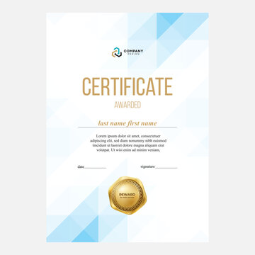 Design of the certificate, award diploma, modern geometric background, creative design, vector