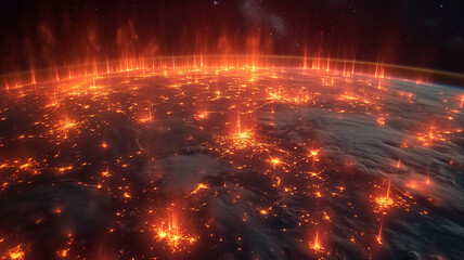 Fototapeta na wymiar Earth on Fire. A Burning Planet from Space.