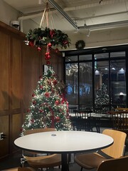 christmas tree in the restaurant