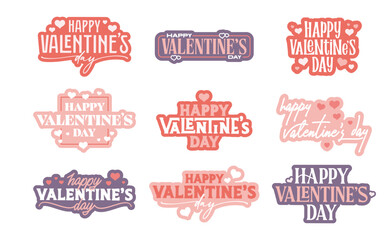 Happy Valentine's day sticker set. Vintage design love romance.