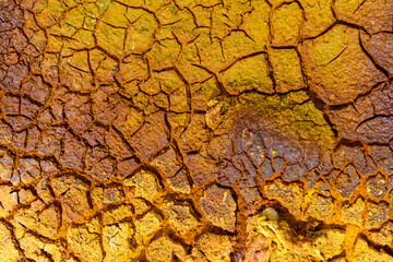 Sunlit Cracked Clay Soil in Rio Tinto