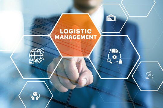 Logistic management concept. The complex process of planning, organizing and controlling resources to meet the needs of customers. The efficient flow and storage of goods, services