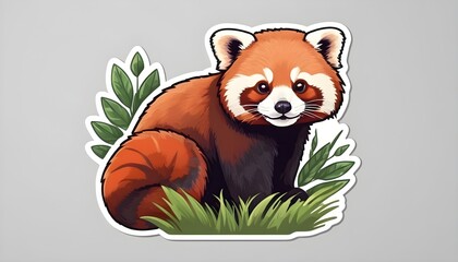 Cute red panda illustration in sticker style