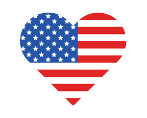 country vector flat flag of the USA in a heart	
