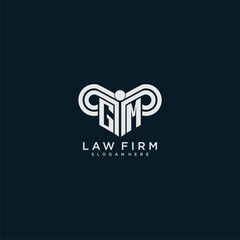 GM initial monogram logo lawfirm with pillar design