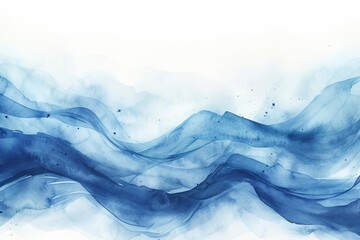 Abstract wave watercolor background in blue colors Evoking the fluid and calming essence of the sea...