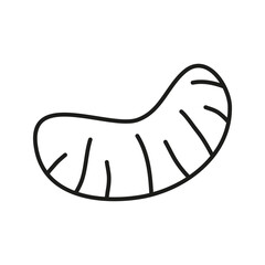 Doodle outline tangerine slice.