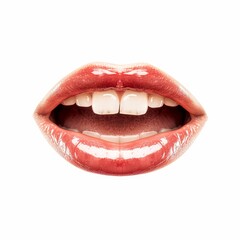 Womans Mouth With White Teeth and Red Lipstick
