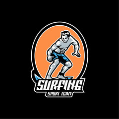 Illustration Vector Surfing Team Sport Logo Design.