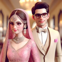 bride and groom in wedding dresses