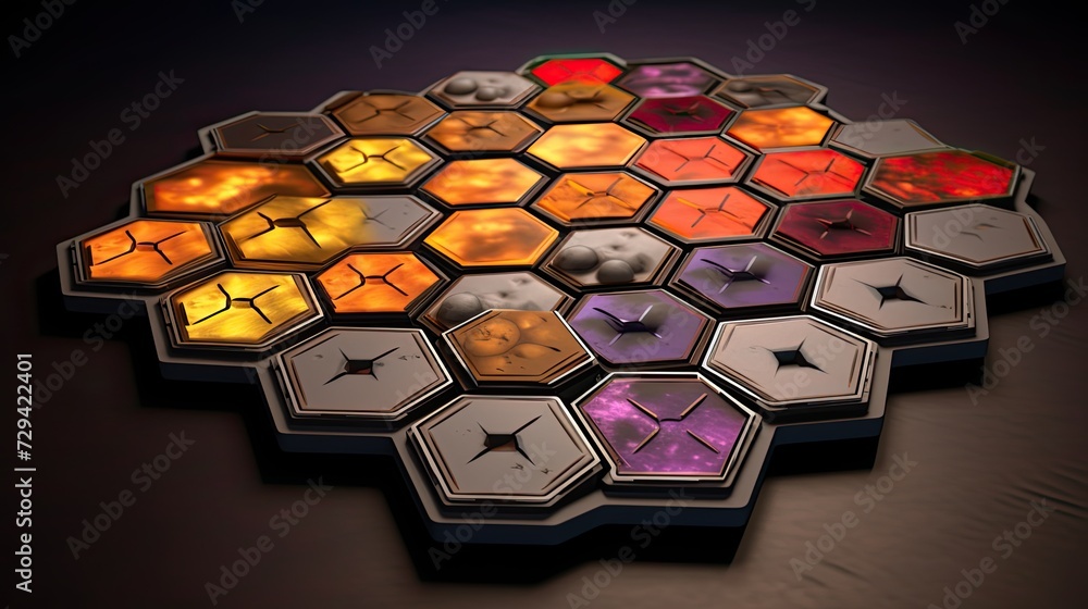 Poster game electronic component hexagonal tiles