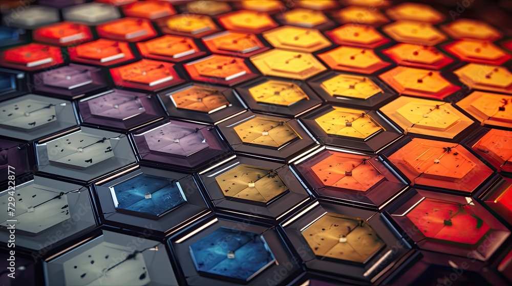 Poster game electronic component hexagonal tiles
